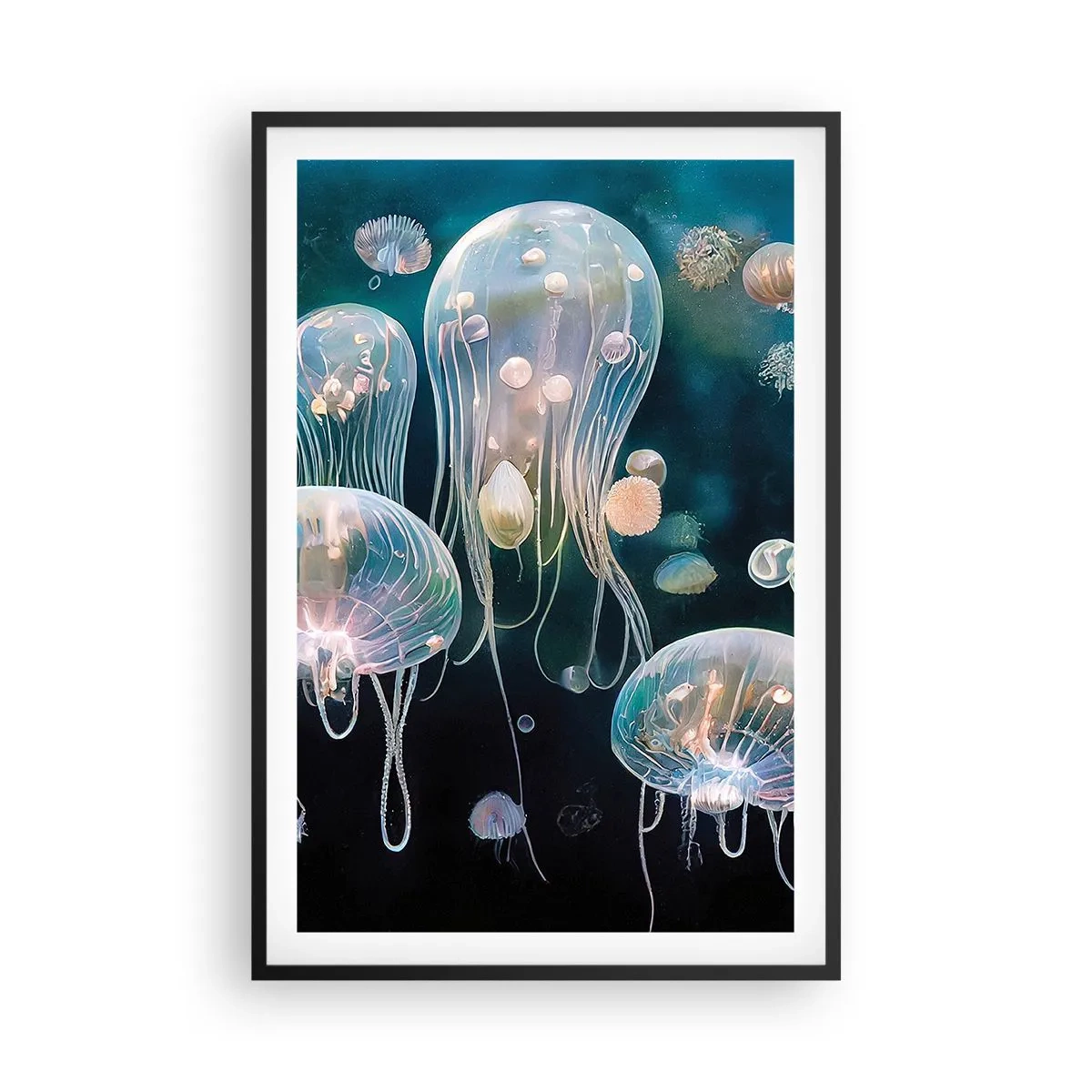 Pôster com moldura preta - Bola Subaquática - 61x91 cm