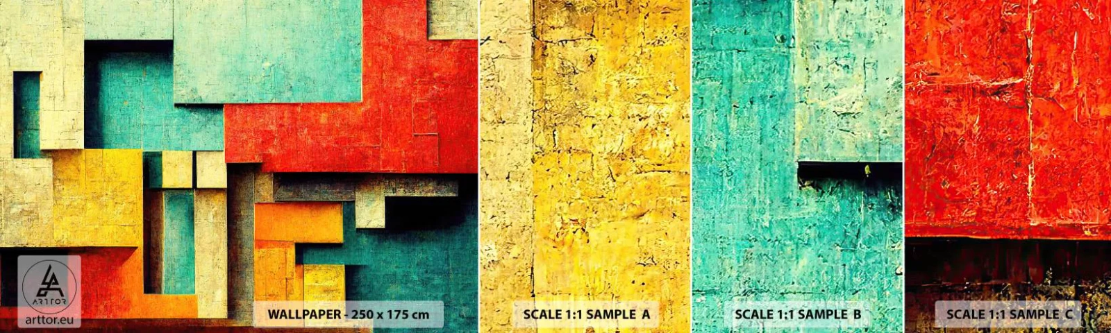 Amostra de papel de parede autocolante Deluxe Sticker - Festival de ângulos vivos - 3D, Pedaço, Geométrico - 100x30 cm