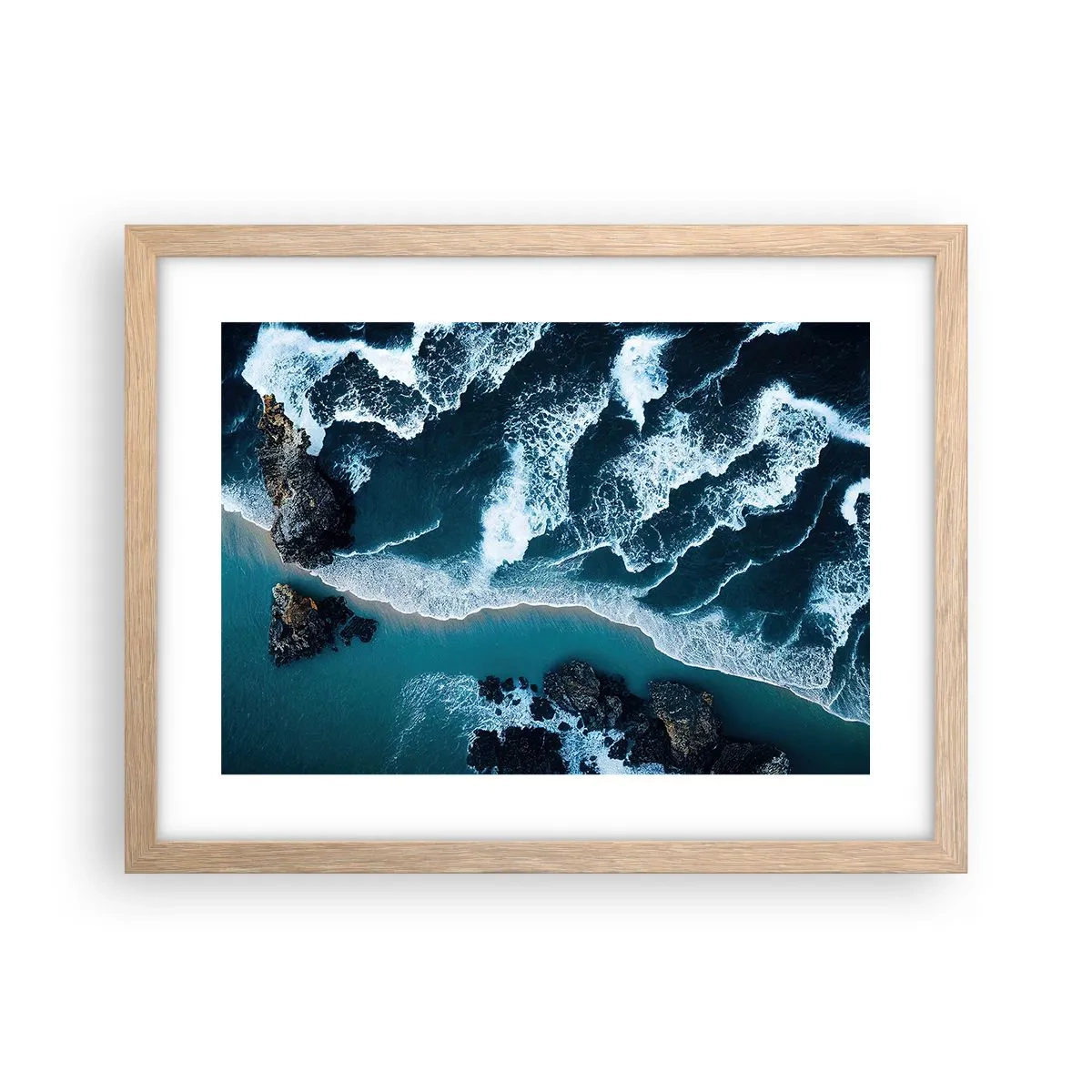 Pôster com moldura de carvalho claro - Envolto em ondas - 40x30 cm