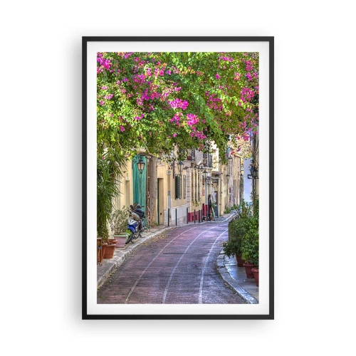 Pôster com moldura preta - Beco florido - 61x91 cm