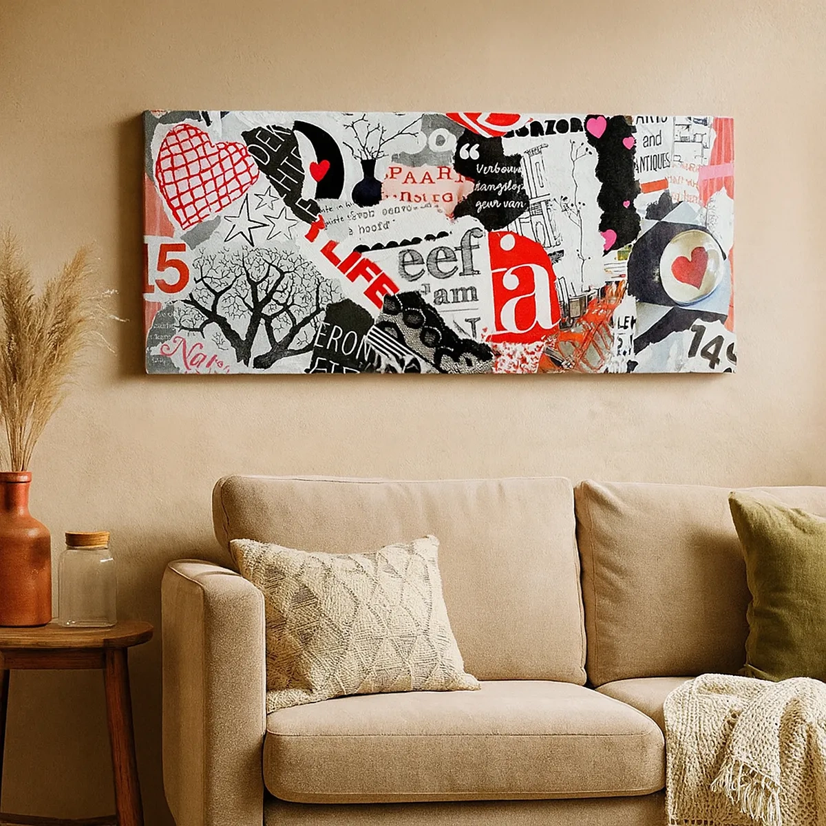 Quadro em tela - Colagem hipster - 30x30 cm