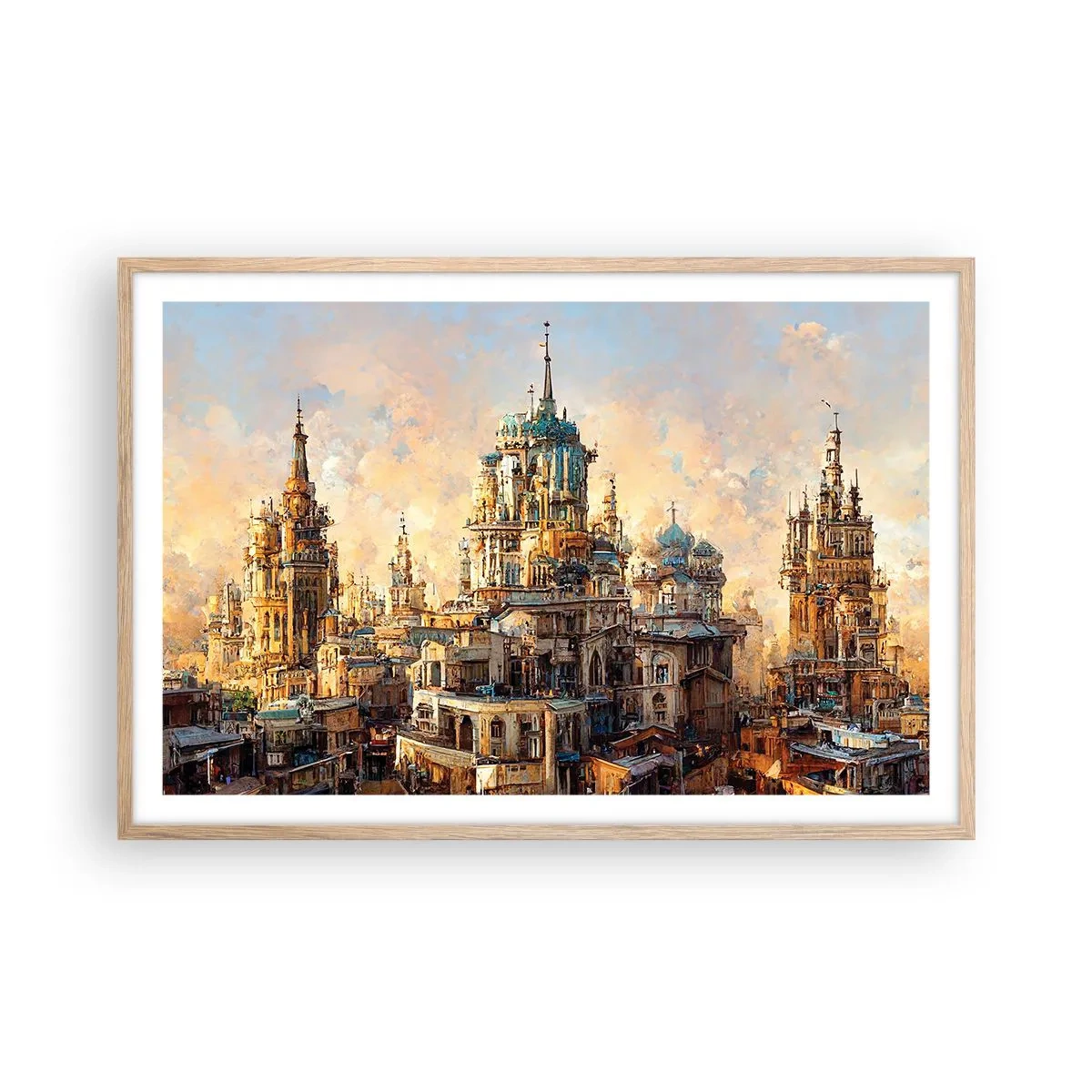 Pôster com moldura de carvalho claro - Cidade das cidades - 91x61 cm