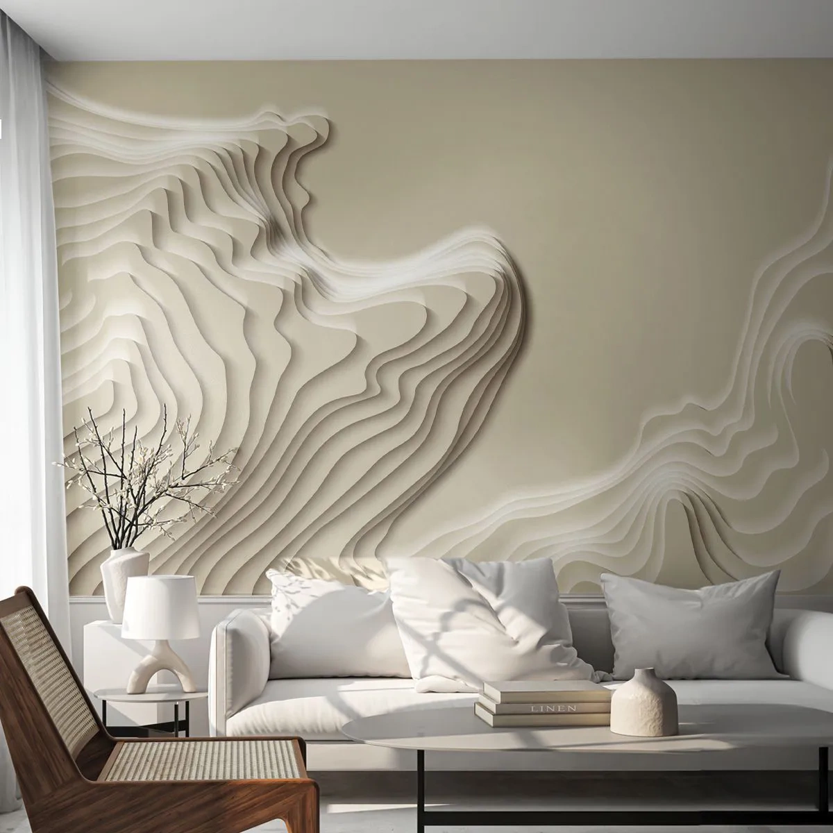 Papel de Parede Premium Sand - Topografia da arte - Abstração, Pedaço, 3D - 100x70 cm