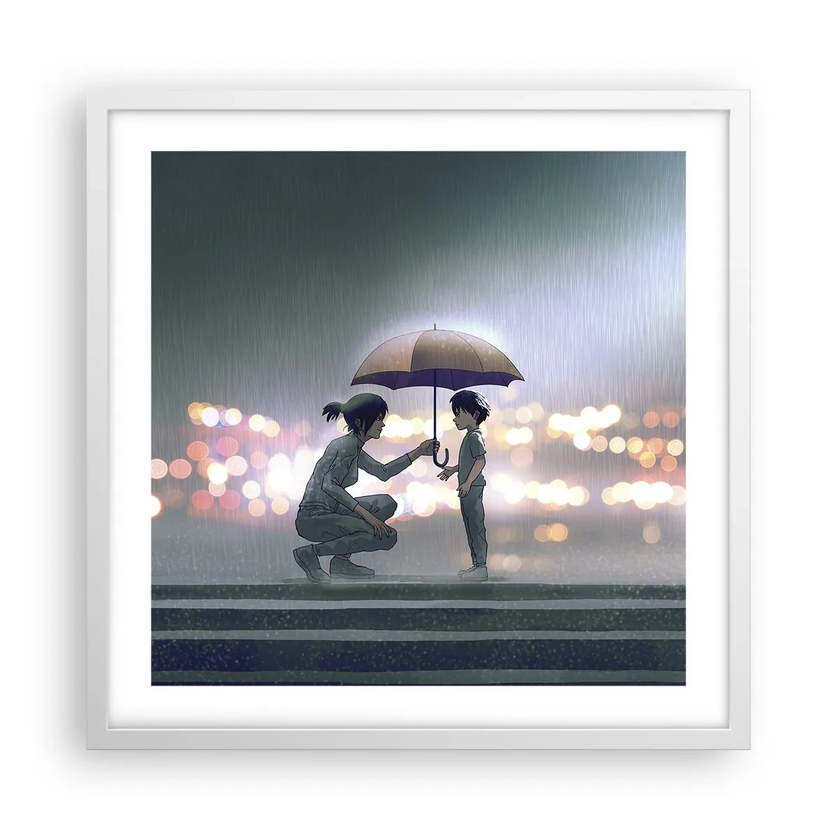 Pôster em moldura branca - Está tudo bem agora - 50x50 cm