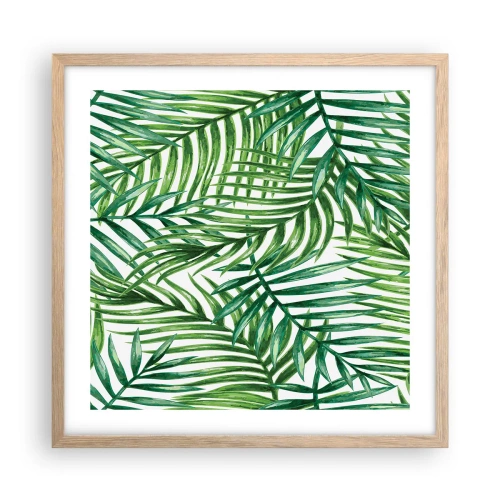 Pôster com moldura de carvalho claro - Sob as folhas verdes - 50x50 cm