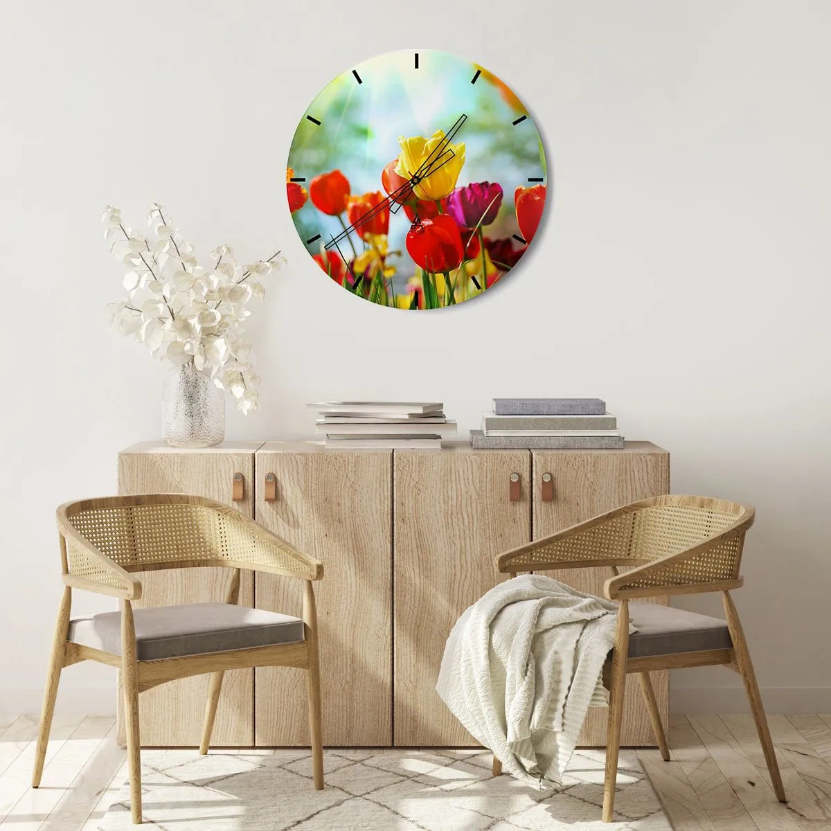 Relógio de parede - Relógio em vidro - Todas as cores do sol - 30x30 cm