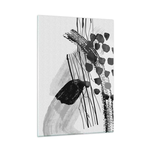 Quadro em vidro - Abstração orgánica em preto e branco - 50x70 cm