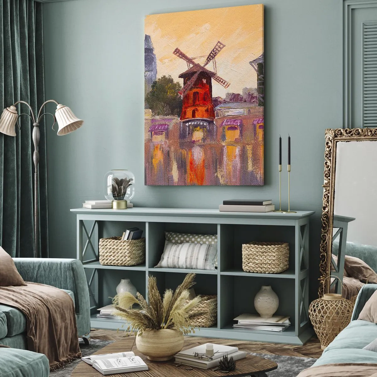 Quadro em tela - Ícones parisienses – Moulin Rouge - 55x100 cm