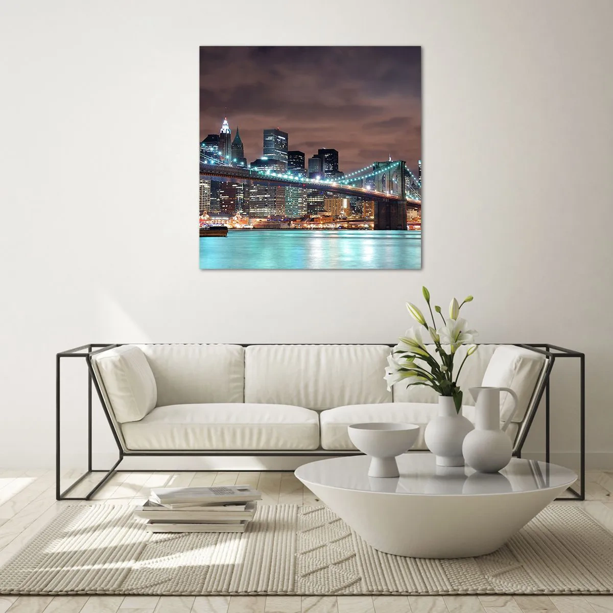 Quadro em vidro - Luzes de uma cidade grande - 70x70 cm