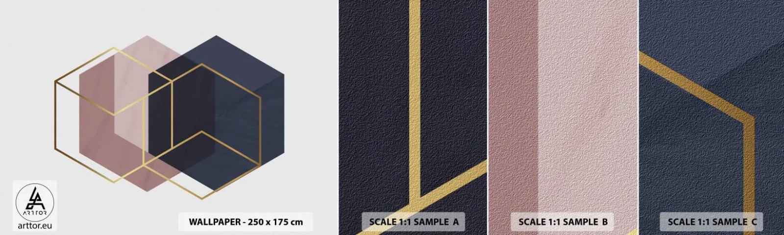 Amostra de Papel de Parede Standard Eco - O poder da simplicidade - Abstração, Pedaço, Hexágeno - 100x30 cm