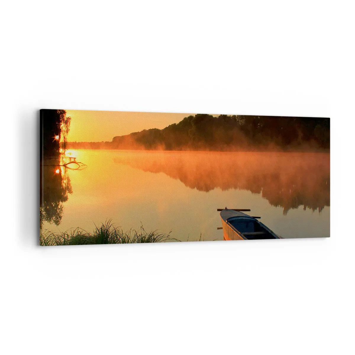 Quadro em tela - Nascer do sol sobre a água como um espelho - 120x50 cm