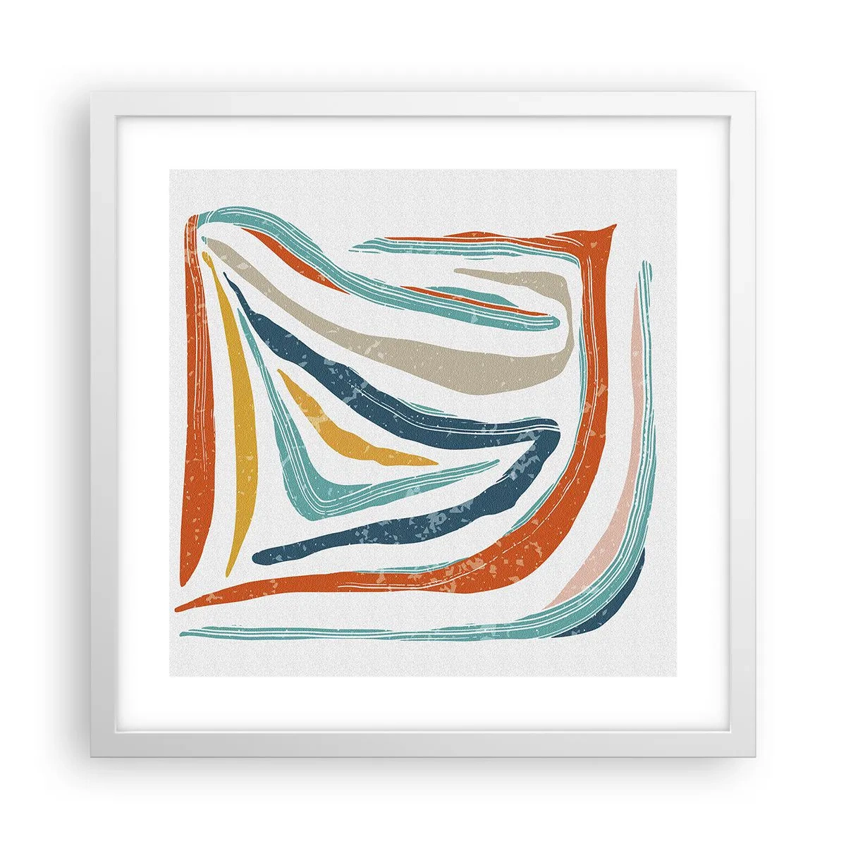 Pôster em moldura branca - Abstração com um sorriso amigável - 40x40 cm