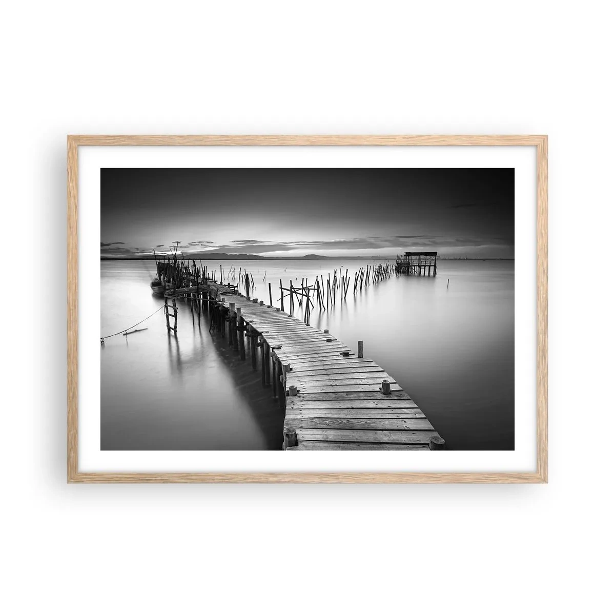 Pôster com moldura de carvalho claro - A tranquilidade de uma costa esquecida - 70x50 cm