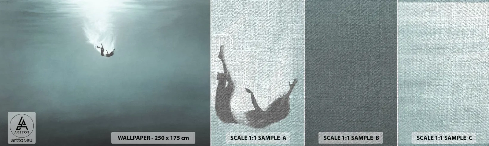 Amostra de papel de parede Premium Canvas - Nos braços do oceano - Água, Minimalismo, Embaixo da agua - 100x30 cm