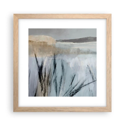 Pôster com moldura de carvalho claro - Campos de inverno - 30x30 cm