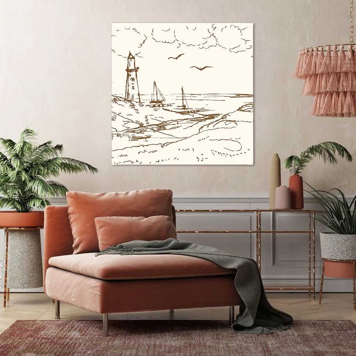 Quadro em tela - Esboço das memórias do verão - 50x50 cm