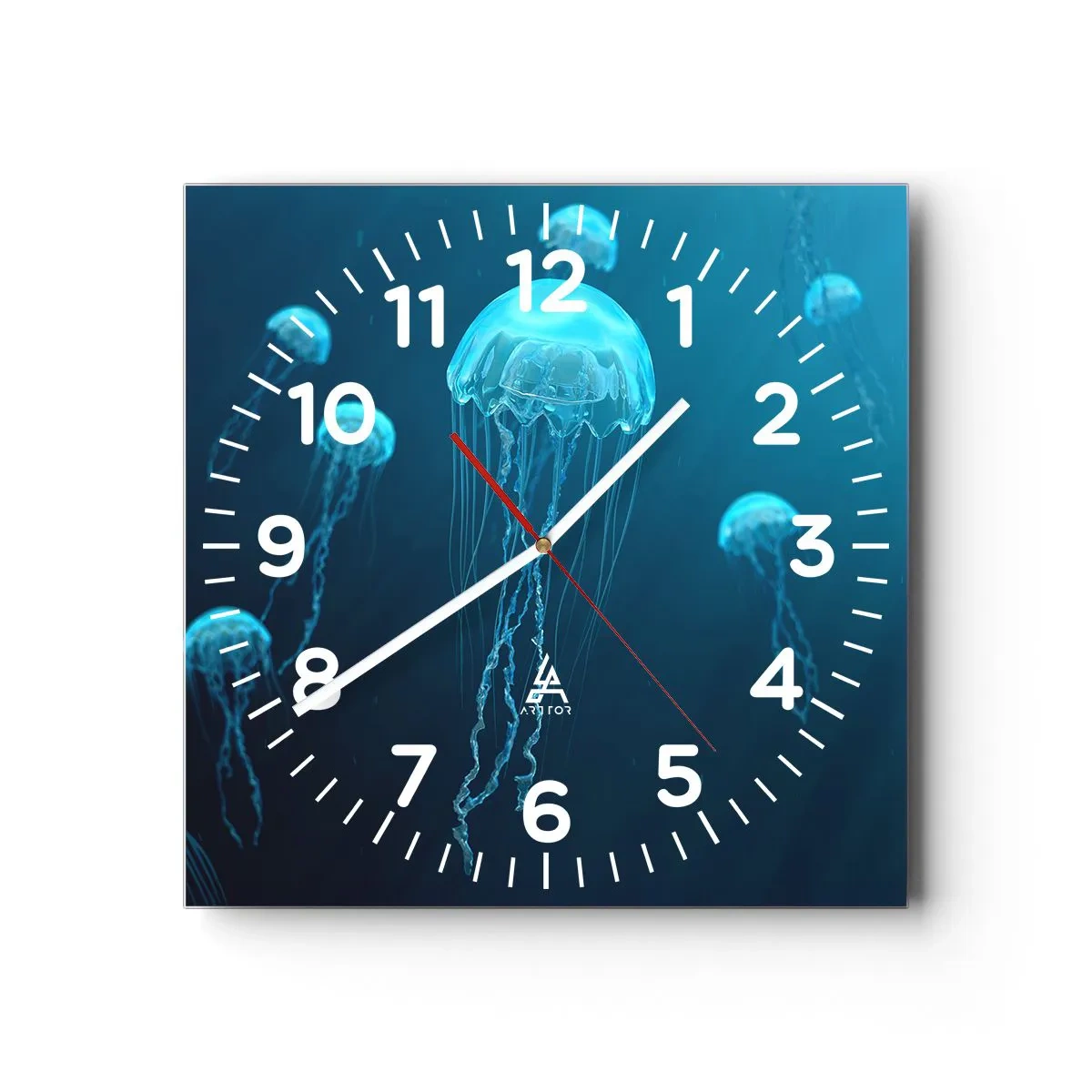 Relógio de parede - Relógio em vidro - Dança do oceano - 40x40 cm