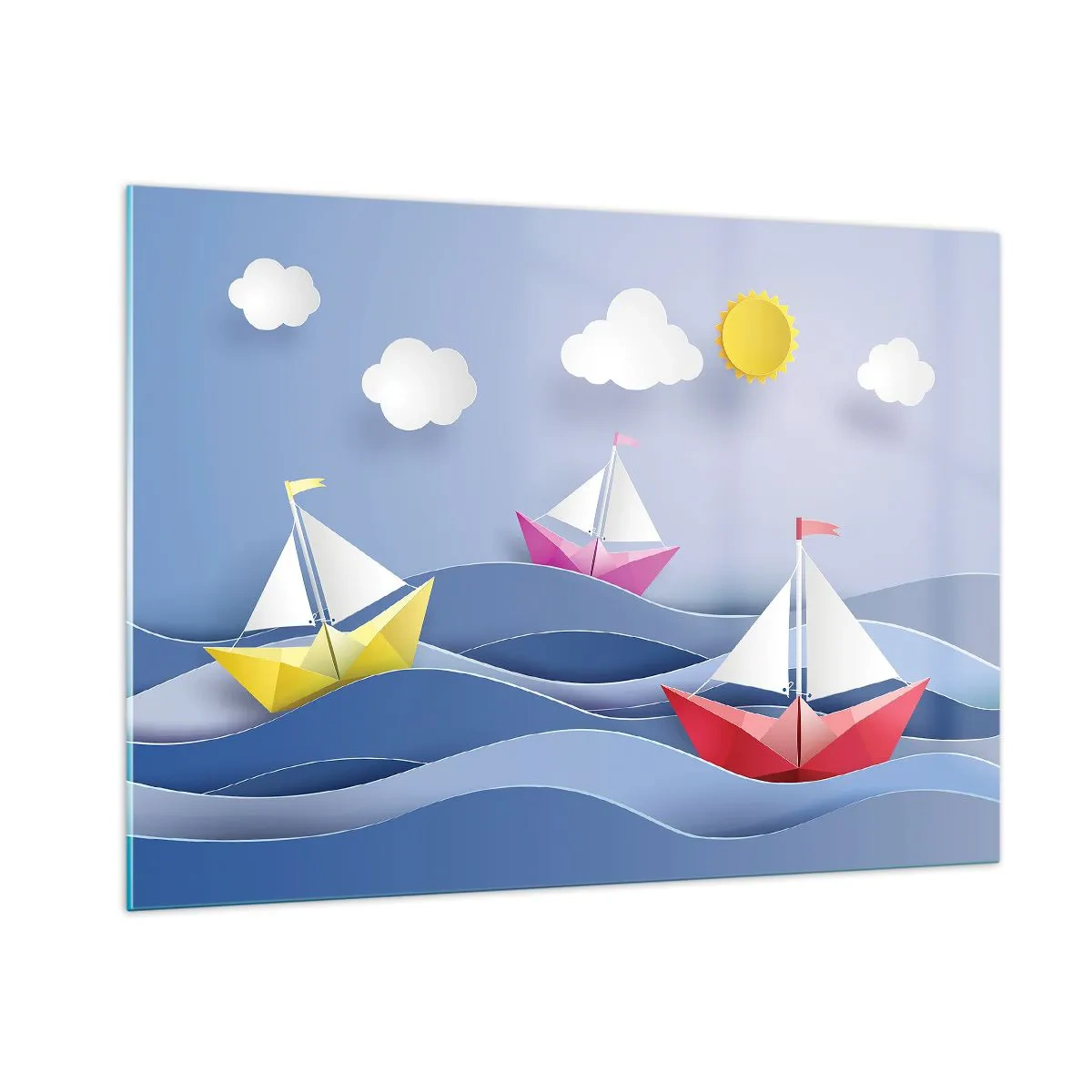 Quadro em vidro - Oh, como é agradável balançar entre as ondas - 100x70 cm