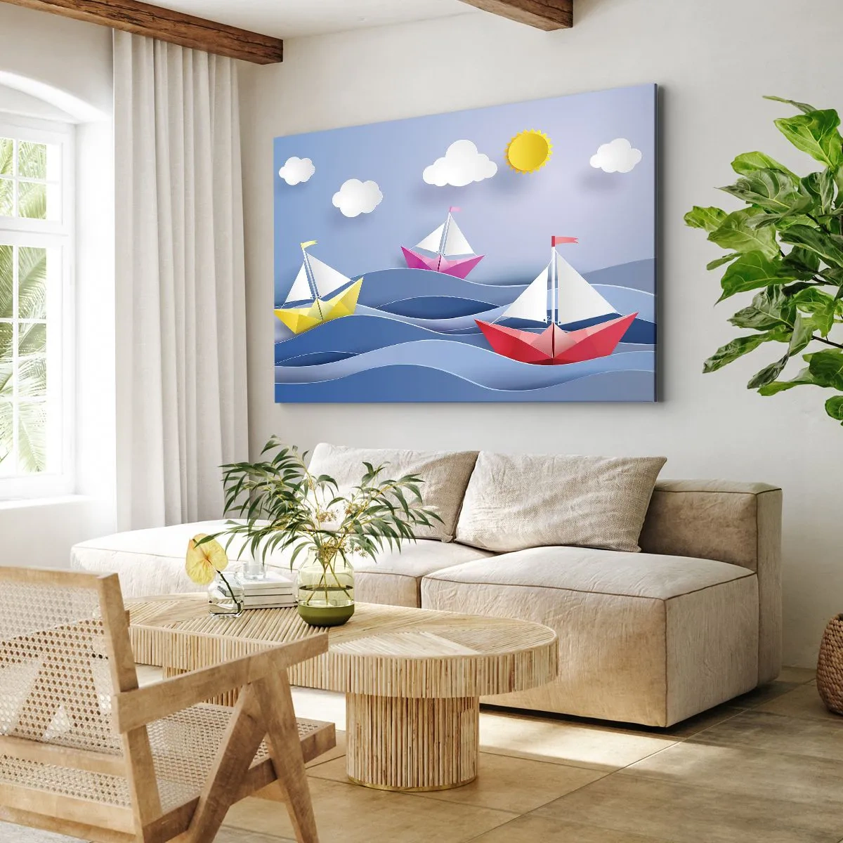 Quadro em tela - Oh, como é agradável balançar entre as ondas - 100x70 cm