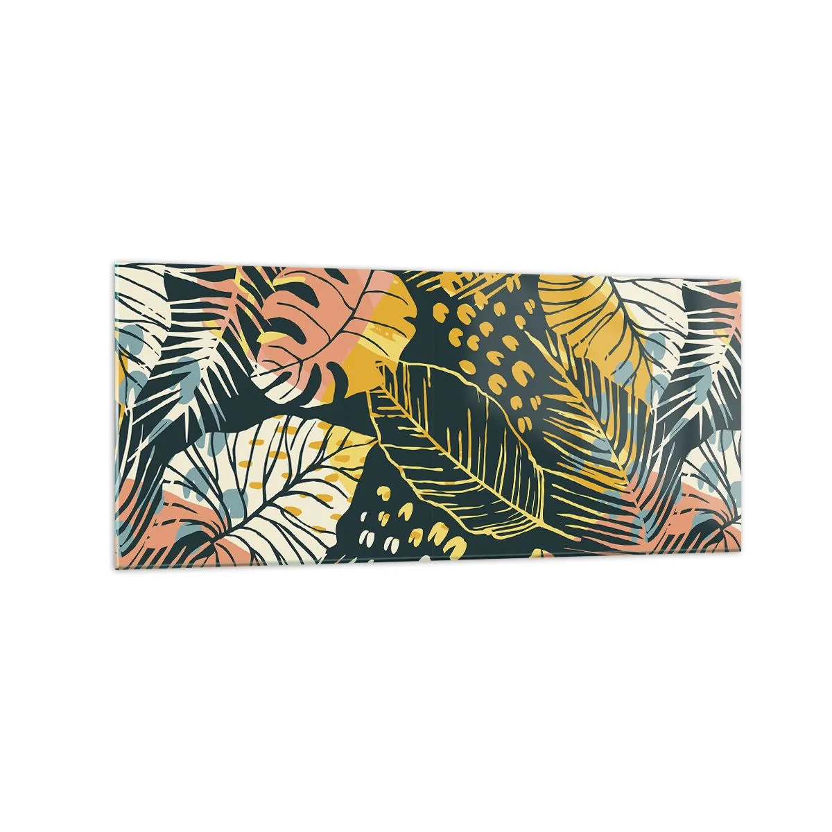 Quadro em vidro - Fantasia de folhas - 120x50 cm