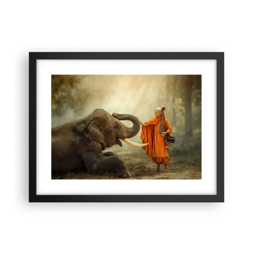 Pôster com moldura preta - Encontro na viagem - 40x30 cm