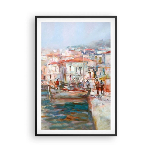 Pôster com moldura preta - Férias em pastel - 61x91 cm