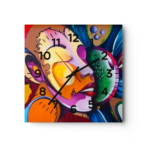 Relógio de parede - Relógio em vidro - Toque de cor - 30x30 cm