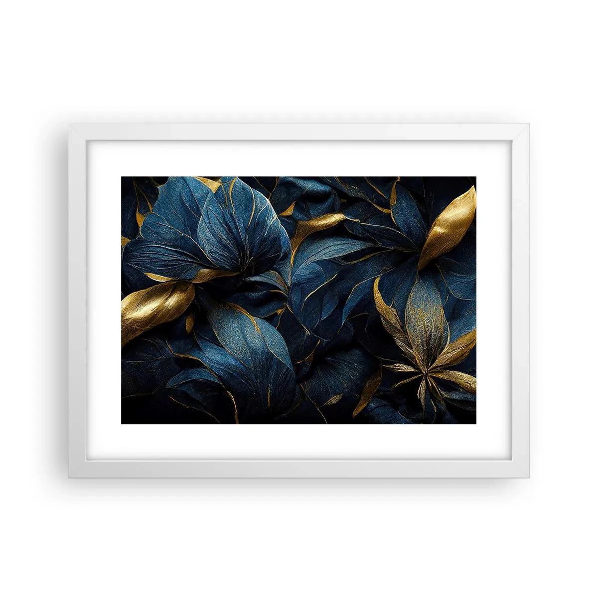 Pôster em moldura branca - Forrado com ouro - 40x30 cm