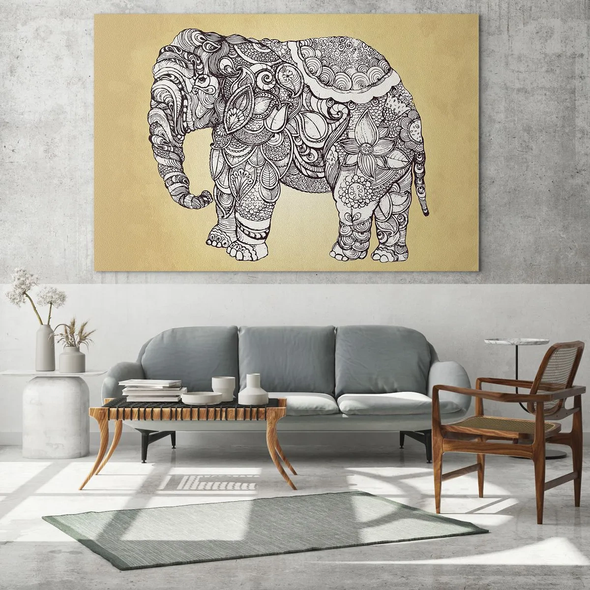 Quadro em vidro - O elefante se cobriu - 120x80 cm