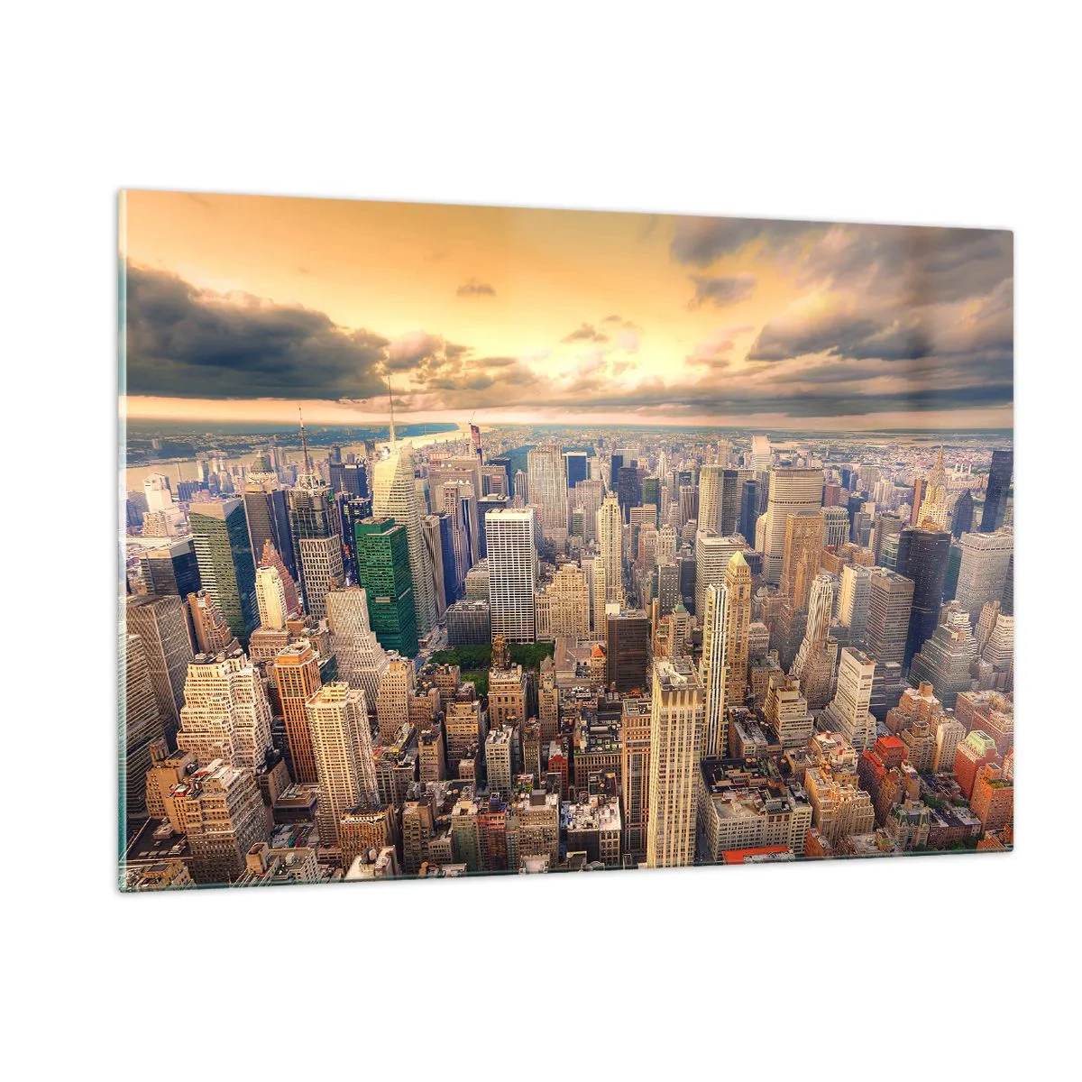 Quadro em vidro - Metrópole dourada - 120x80 cm