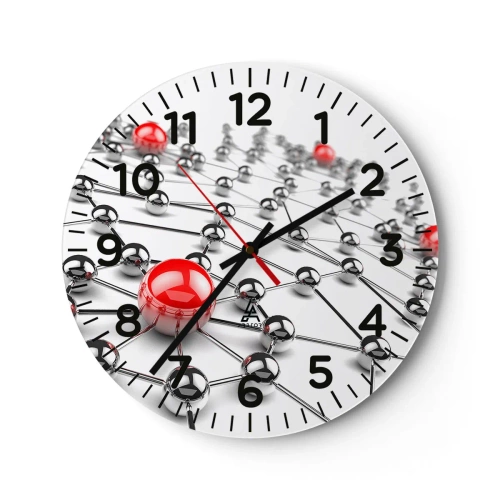 Relógio de parede - Relógio em vidro - Rede de Prata - 40x40 cm