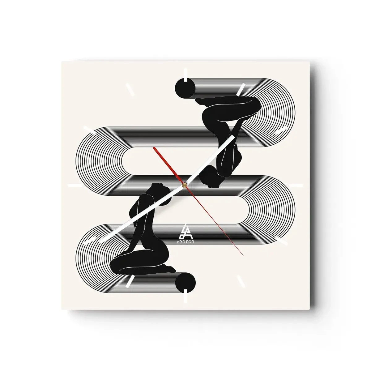 Relógio de parede - Relógio em vidro - Simetria sensual - 30x30 cm