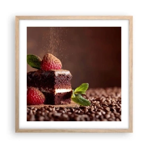 Pôster com moldura de carvalho claro - A vida é doce - 50x50 cm