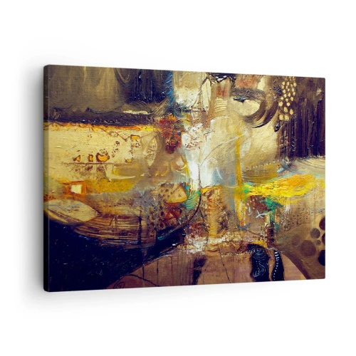 Quadro em tela - Natureza morta abstrata em cores quentes - 70x50cm - Frio, mais quente, quente - Decoração de parede moderna para a sala de estar e quarto ARTTOR