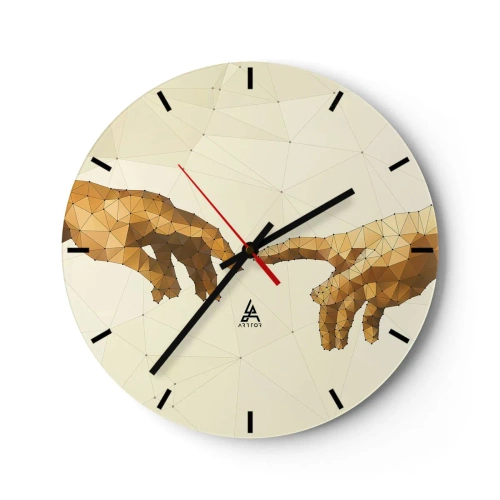 Relógio de parede - Relógio em vidro - Duas mãos em estilo geométrico com pontos de conexão - 30x30cm - Geometria divina - Decoração de parede moderna para a sala de estar, cozinha e quarto ARTTOR
