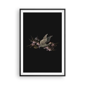 Pôster com moldura preta - Pássaro exótico e bordado - 61x91 cm