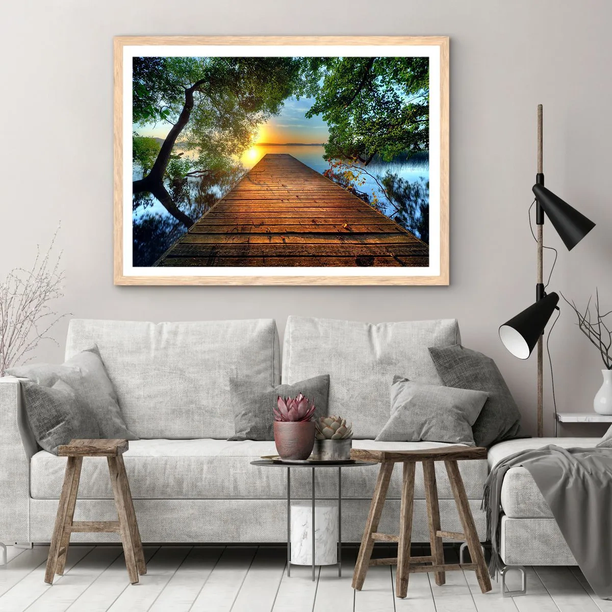 Pôster com moldura de carvalho claro - Tome o seu tempo, sente-se - 91x61 cm