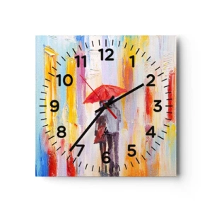 Relógio de parede - Relógio em vidro - Que continue a chover - 40x40 cm