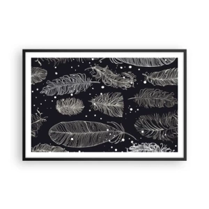 Pôster com moldura preta - Rendas de penas - 91x61 cm