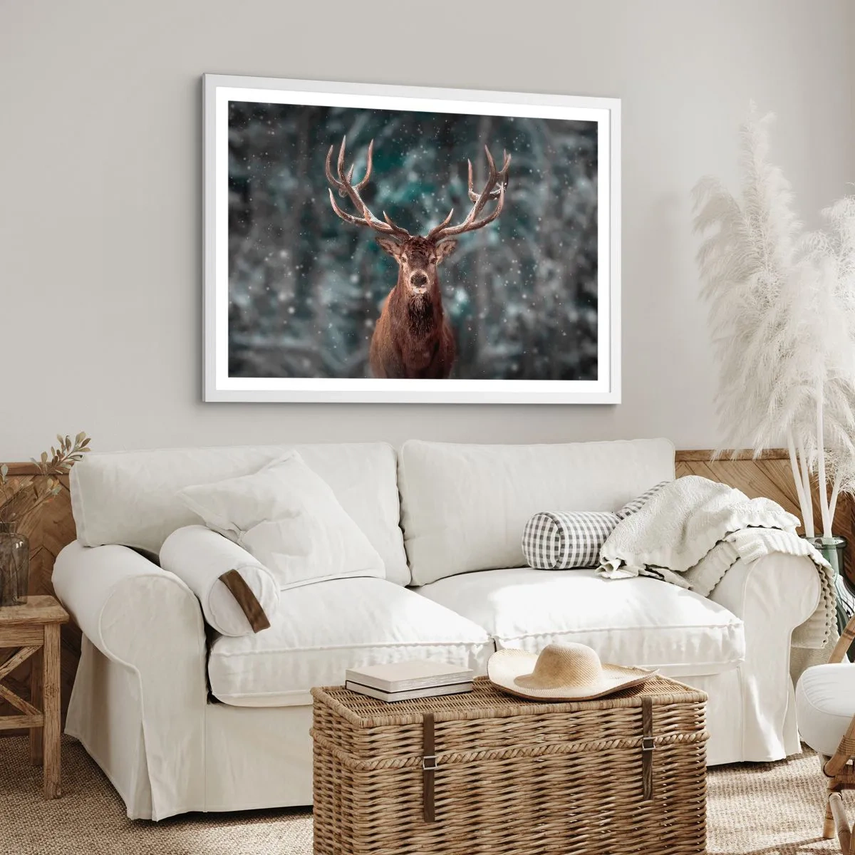 Pôster em moldura branca - O rei coroado da floresta  - 91x61 cm