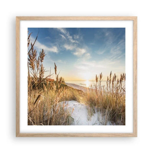 Pôster com moldura de carvalho claro - Praia do Norte - 50x50 cm