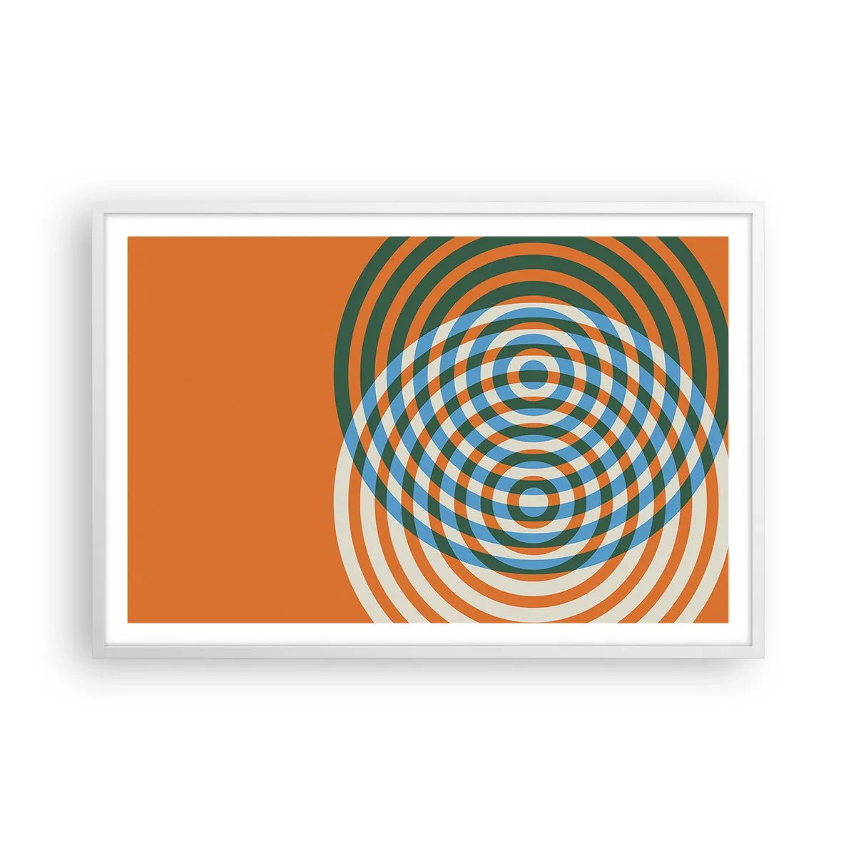 Pôster em moldura branca - Variação circular abstrata - 91x61 cm