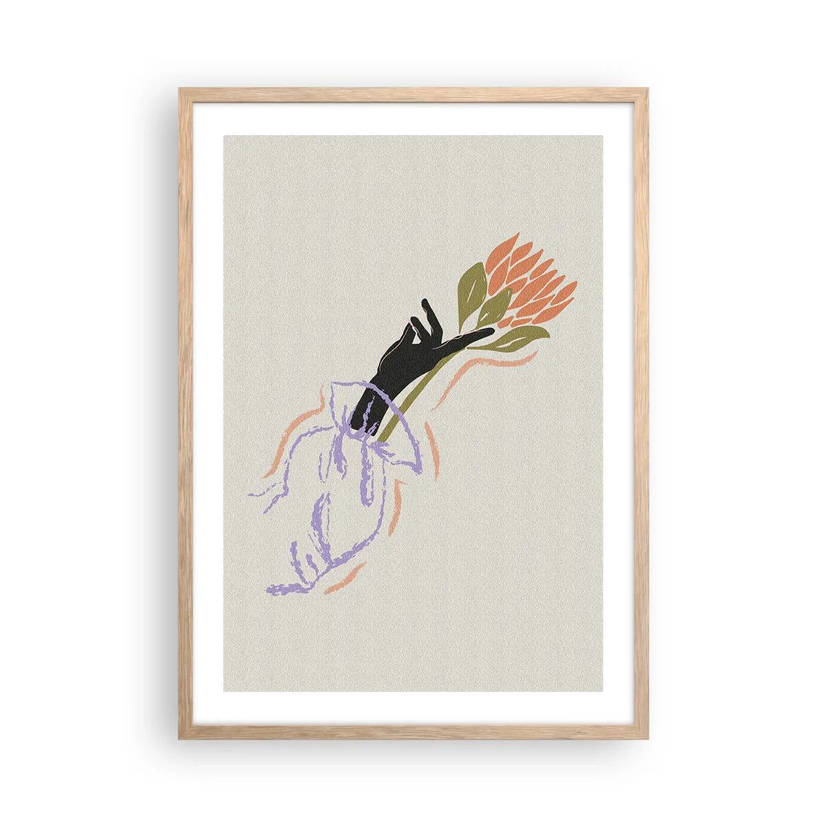 Pôster com moldura de carvalho claro - Toque fraterno - 50x70 cm