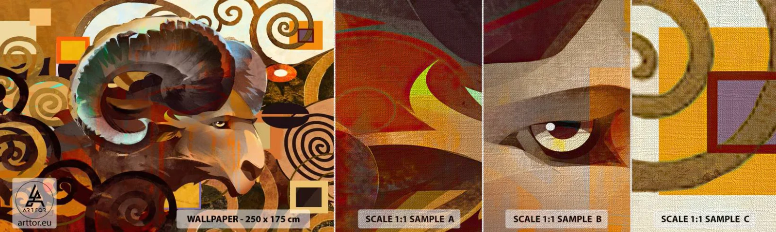 Amostra de papel de parede Premium Canvas - Magia - religiões - rituais - Abstração, Áries, Gráficos - 100x30 cm