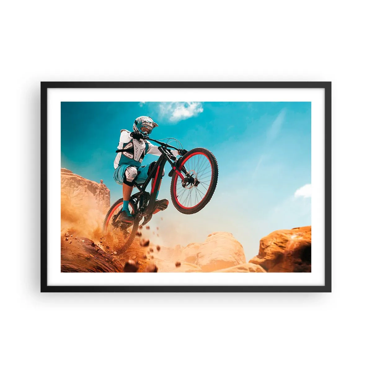 Pôster com moldura preta - Loucura demoníaca da bicicleta - 70x50 cm