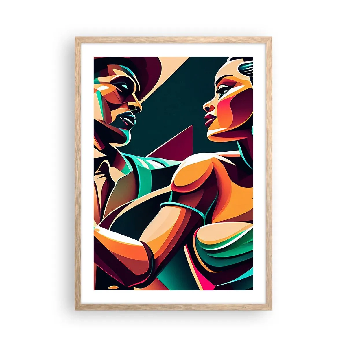 Pôster com moldura de carvalho claro - No ritmo do coração - 50x70 cm