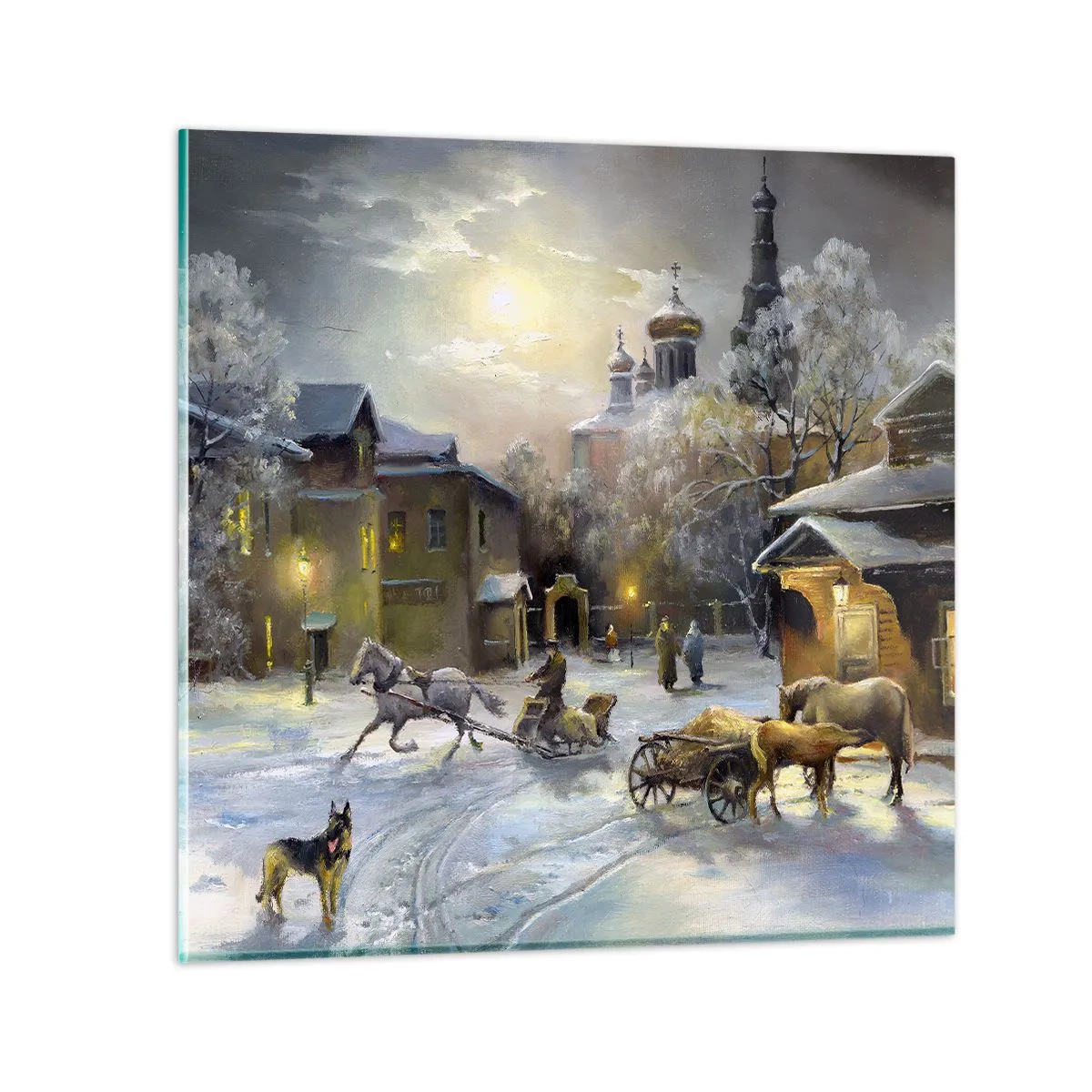 Quadro em vidro - A magia do inverno russo - 30x30 cm