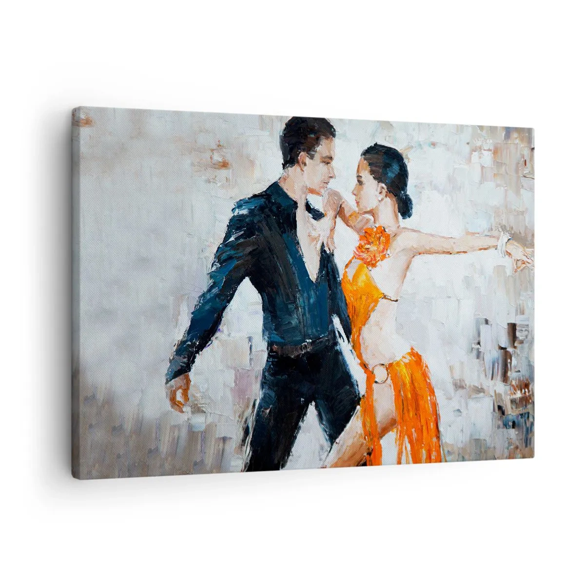 Quadro em tela - Um casal dinâmico dançando no estilo latino-americano. - 70x50cm - Dirty dancing - Decoração de parede moderna para a sala de estar e quarto ARTTOR