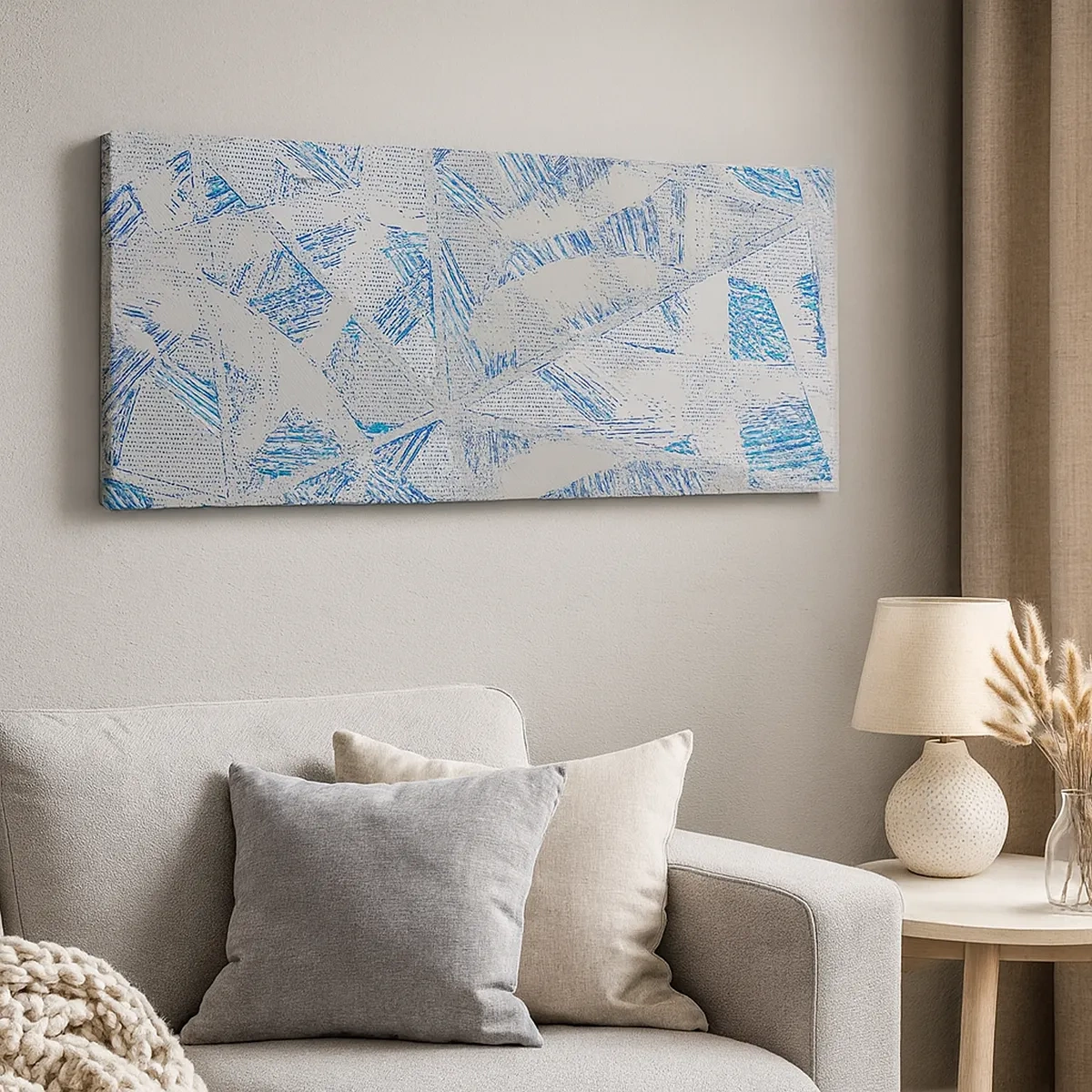 Quadro em tela - Em um labirinto azul e cinza - 30x30 cm