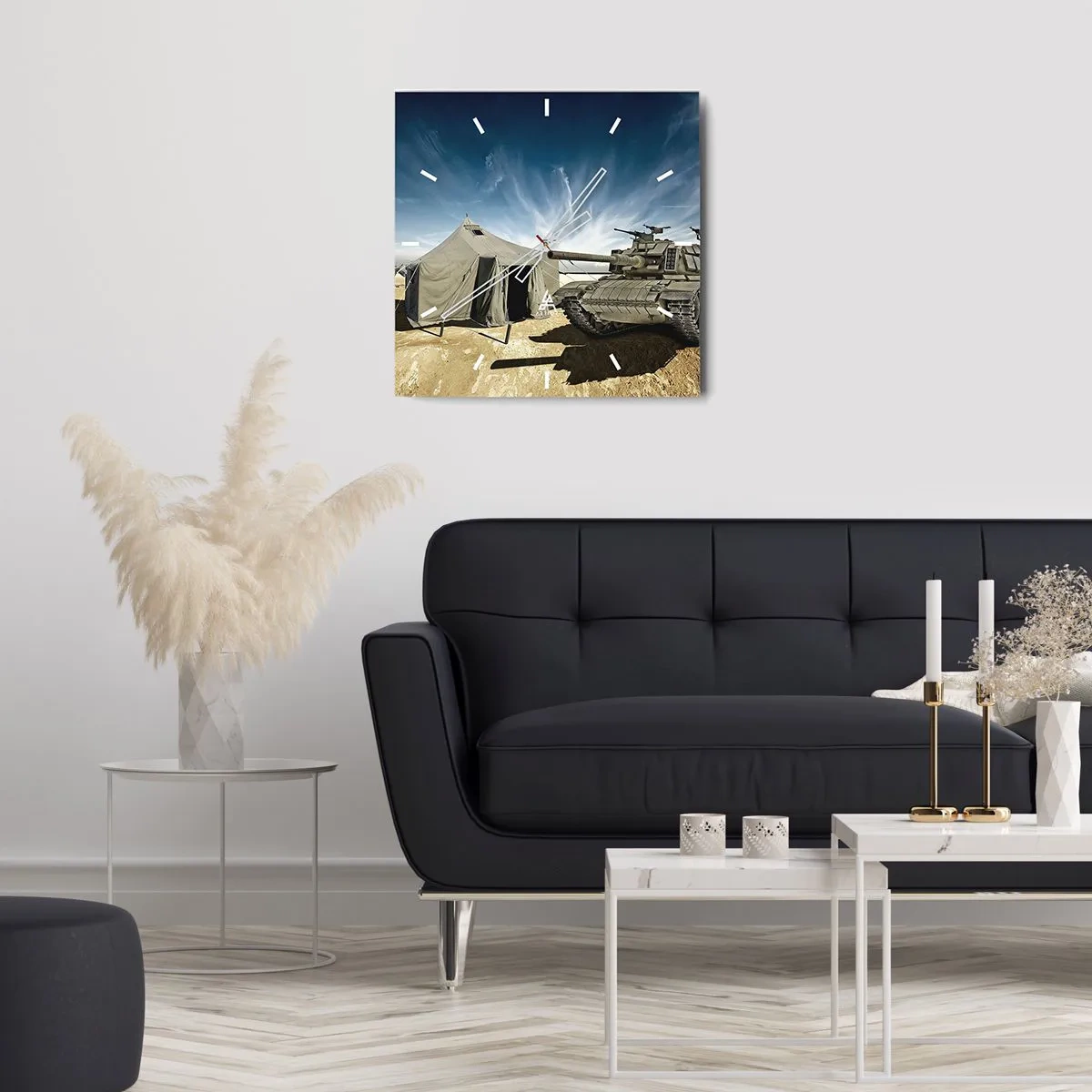 Relógio de parede - Relógio em vidro - Sonho militar - 40x40 cm